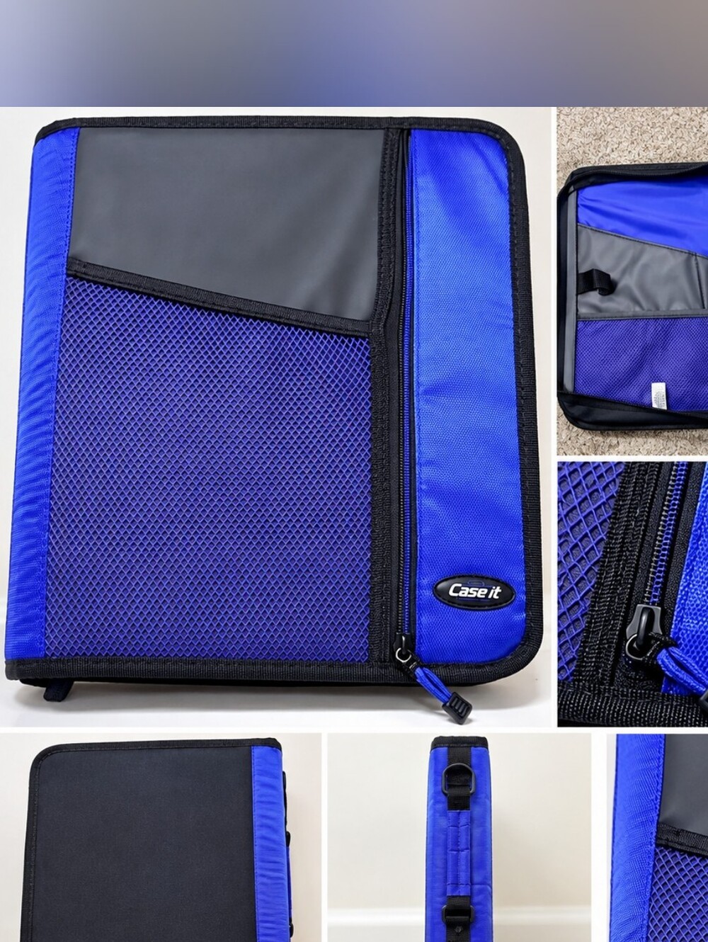 Case-it Blue and Black Double Zippered Binder Organizer